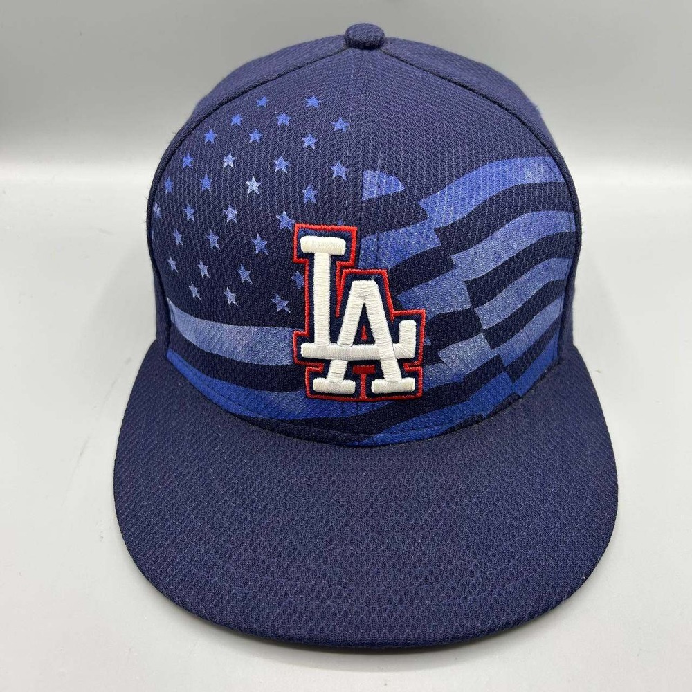 Los Angeles LA Dodgers MLB Hat Men 7 3/8 USA Flag 59Fifty New Era Fitted Cap